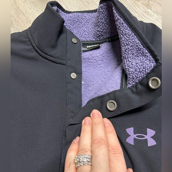 Under Armour Mens Sweater Fleece Pile Golf Sweater Halo Purple Black Small NEW - Picture 5 of 8
